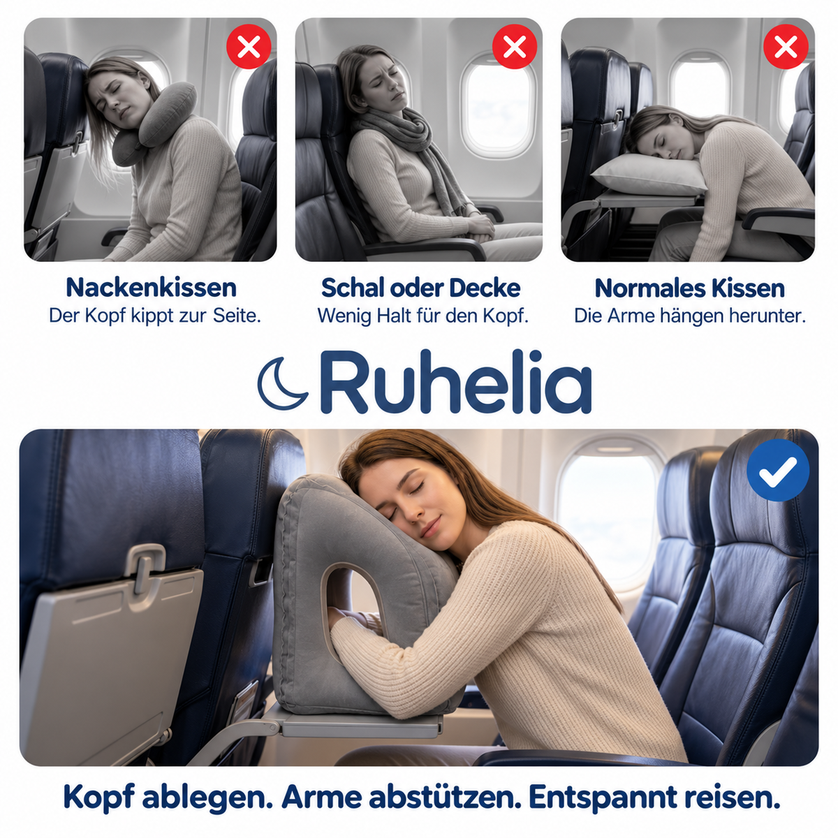 Almohada de viaje para avión y tren