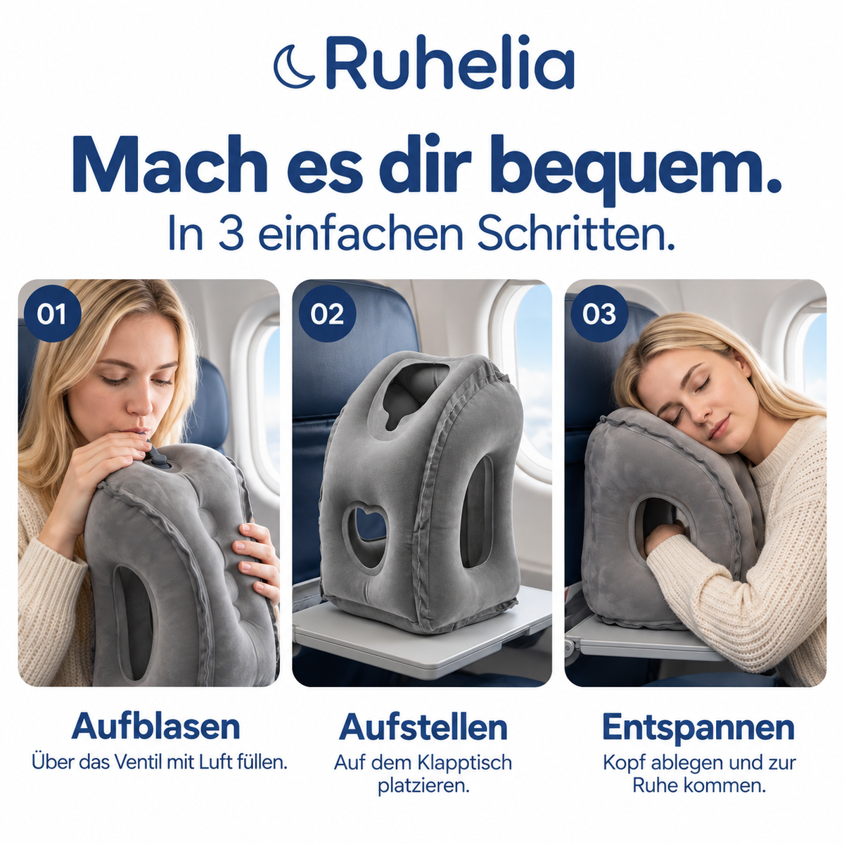 Almohada de viaje para avión y tren